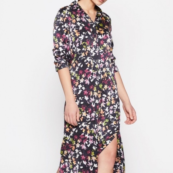 Equipment Floral Silk Button Sleeve Maxi Dress sz - Picture 6 of 8